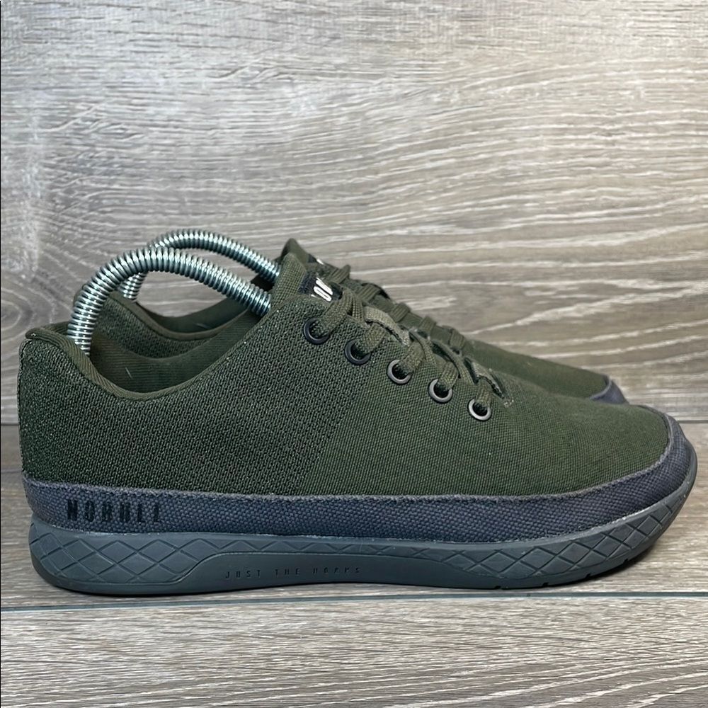 Nobull Canvas Trainer Women’s Sz 8.5 Low Top Lace Up Moss Green Gray Sneakers